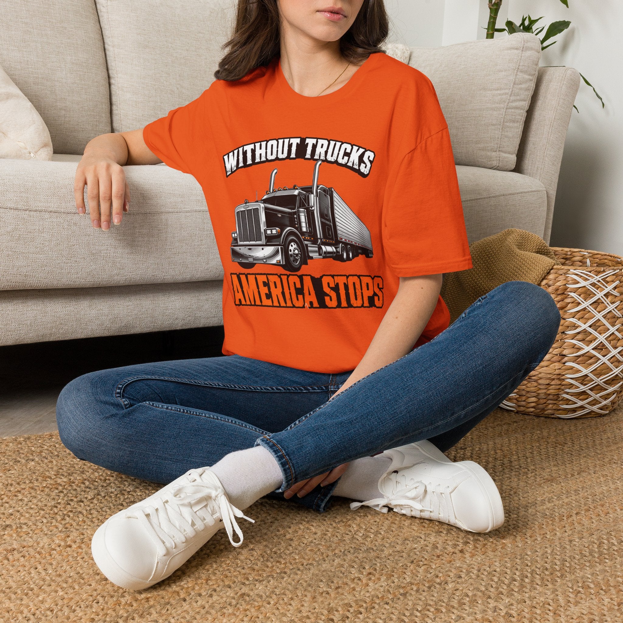 Without Trucks America Stops - Image and Text T-Shirt
