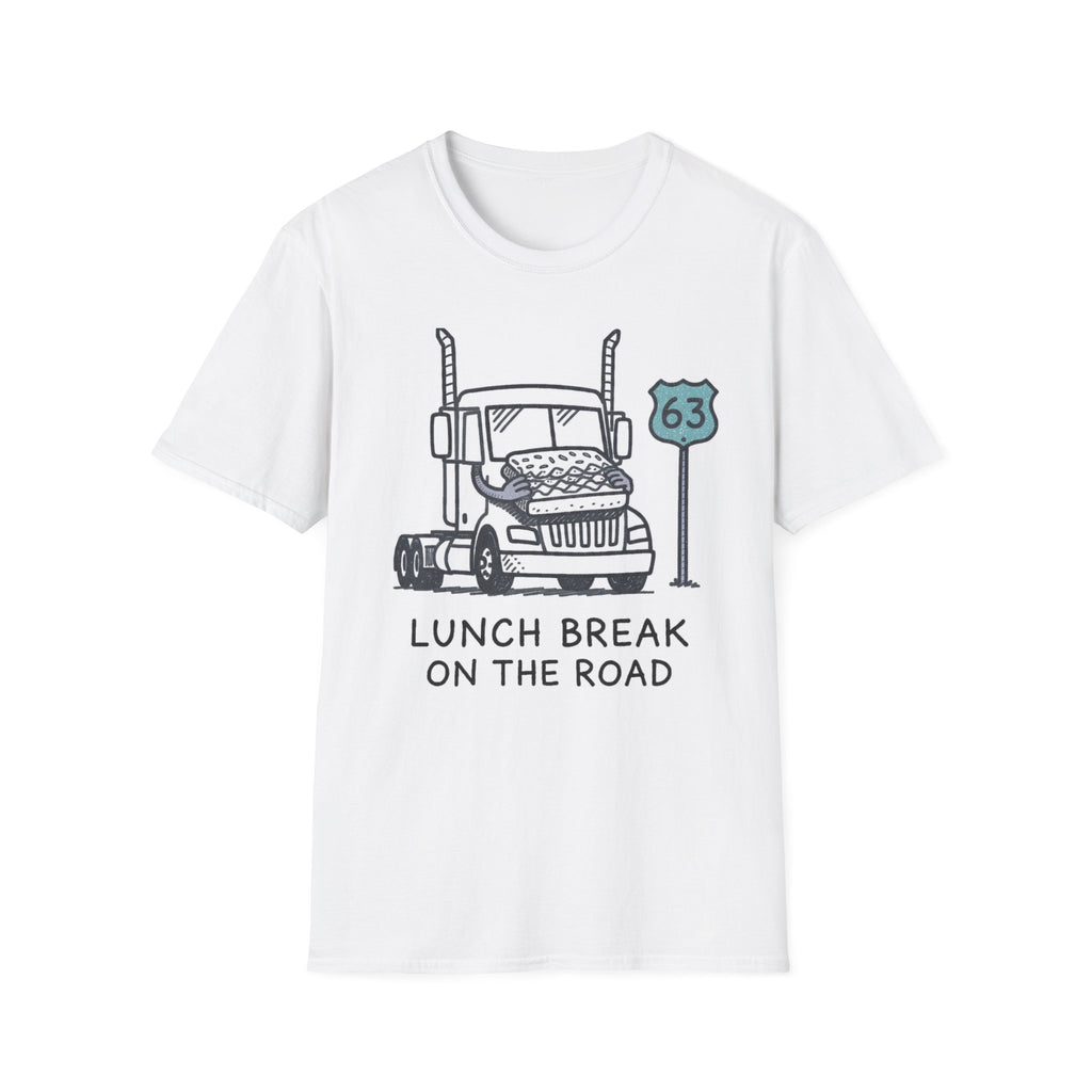 Trucker T-Shirt — 'Lunch Break on the Road' Route 63 Graphic Tee