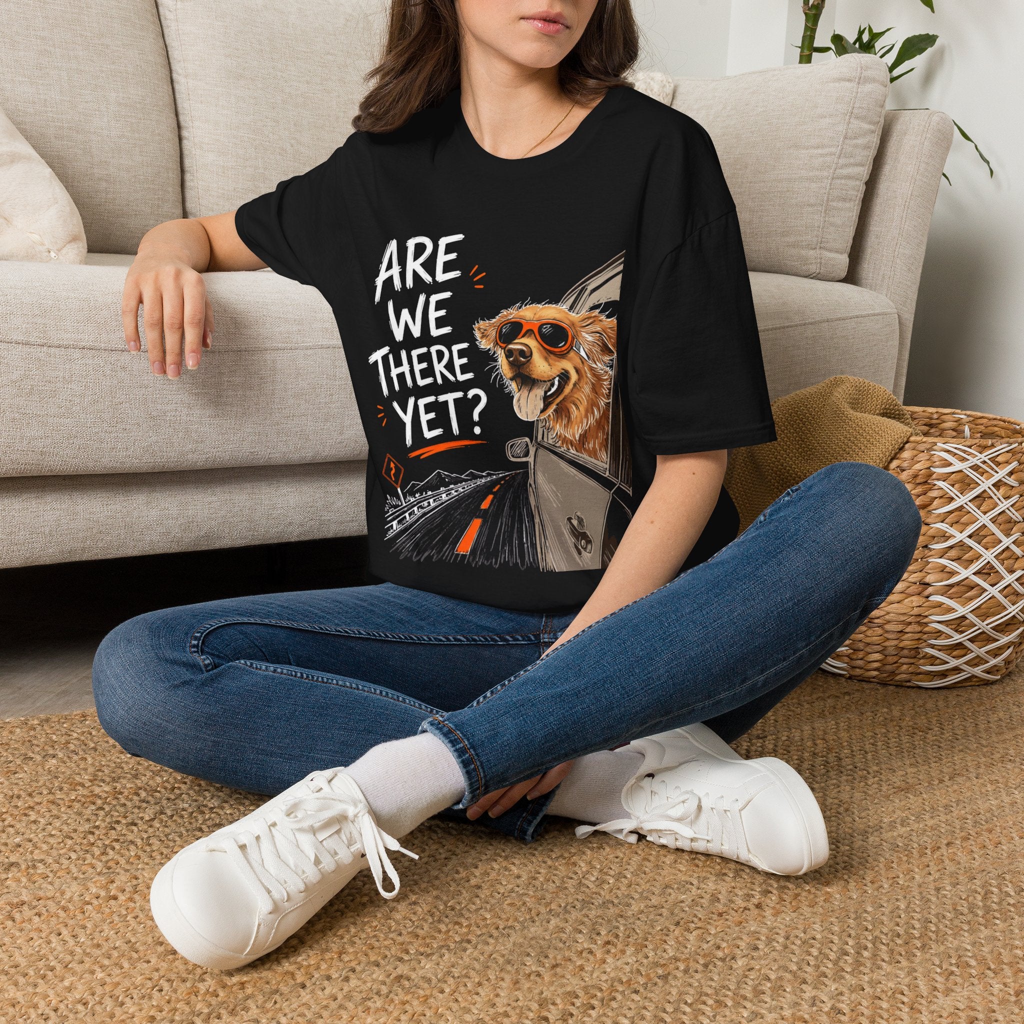 Are We There Yet - Dog image | Trucker T-shirt