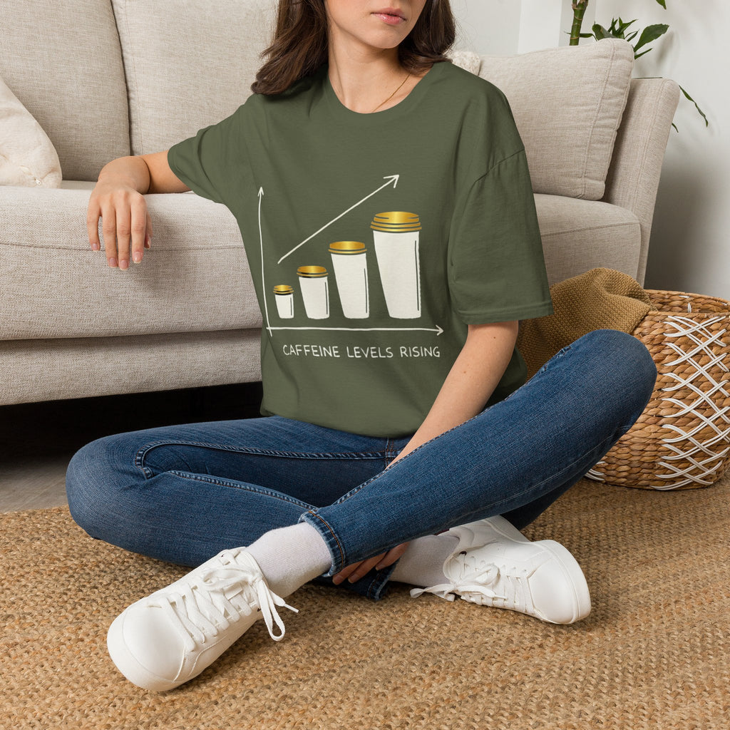 Caffeine Leve Rising | Trucker T-shirt