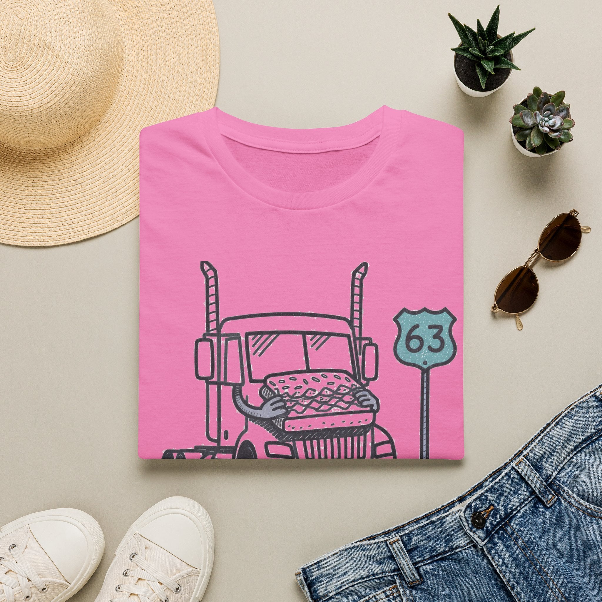 Trucker T-Shirt — 'Lunch Break on the Road' Route 63 Graphic Tee