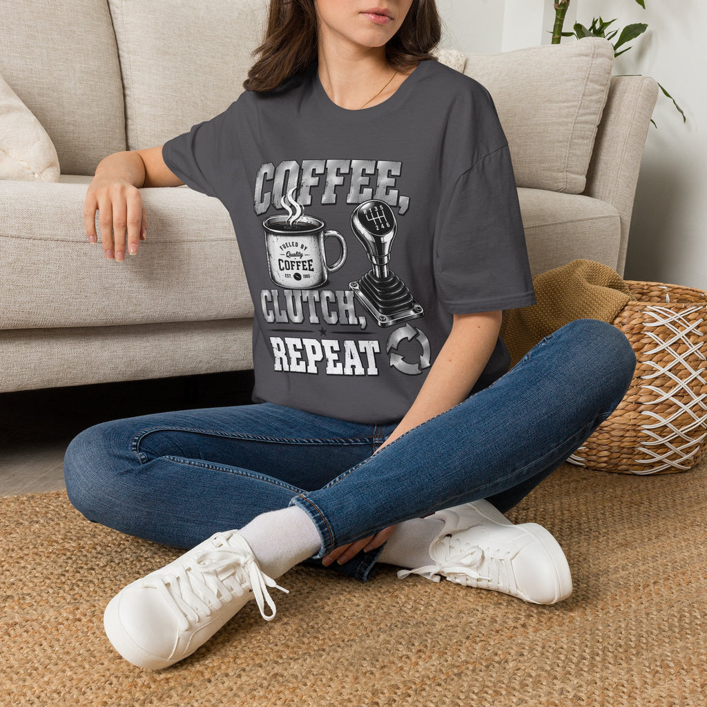 Coffee Clutch Repeat   - Image and Text T-Shirt