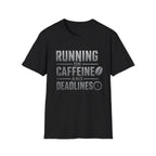 Running On Caffeine And Deadlines | Trucker T-shirt