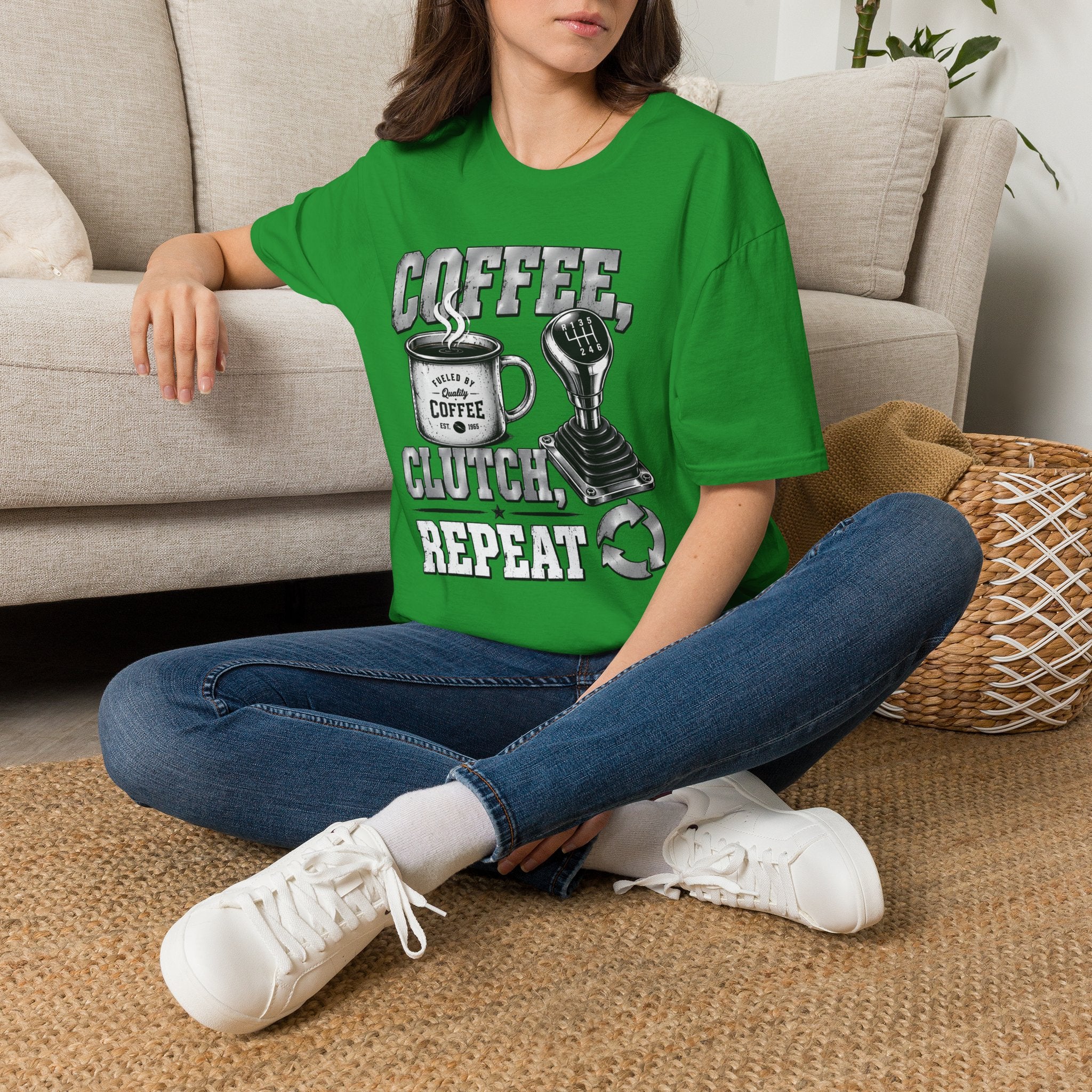 Coffee Clutch Repeat   - Image and Text T-Shirt