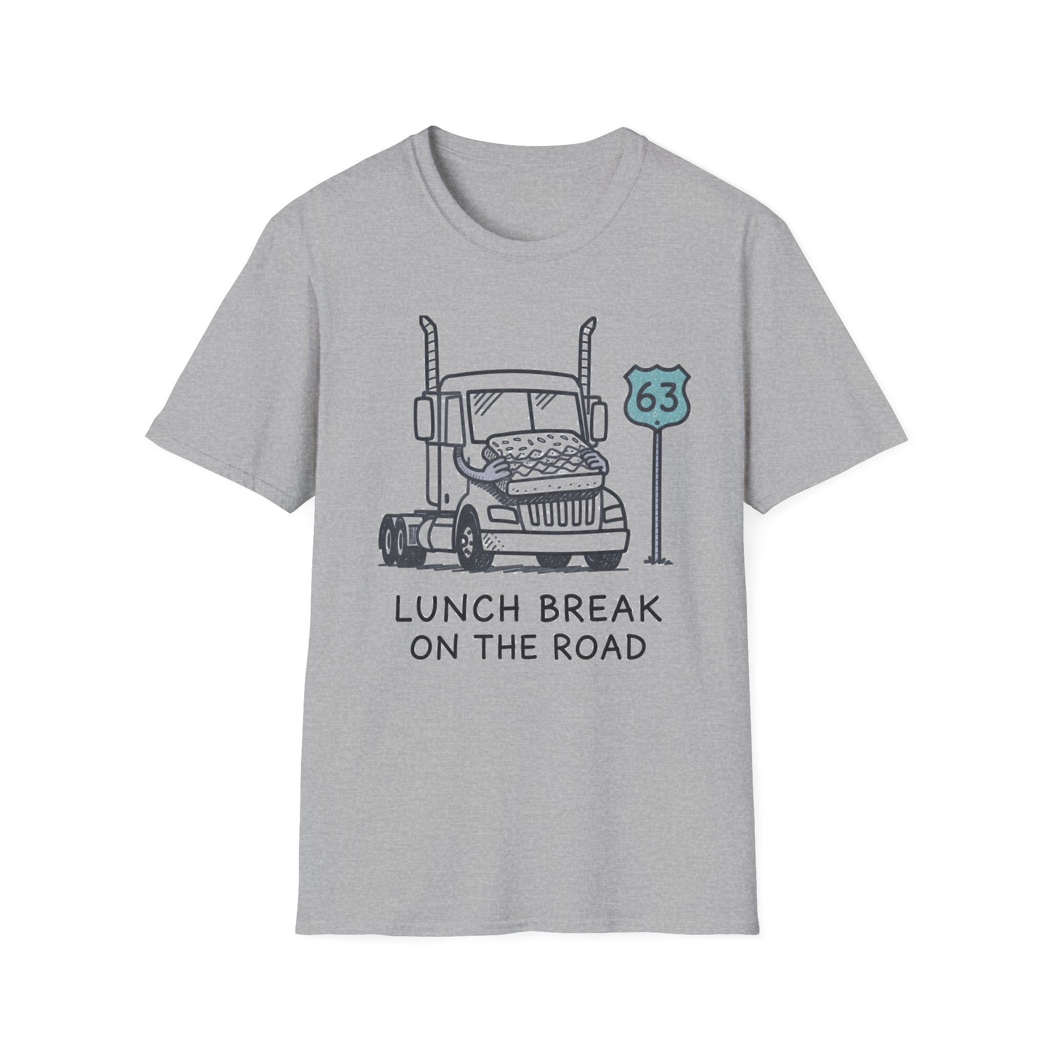 Trucker T-Shirt — 'Lunch Break on the Road' Route 63 Graphic Tee