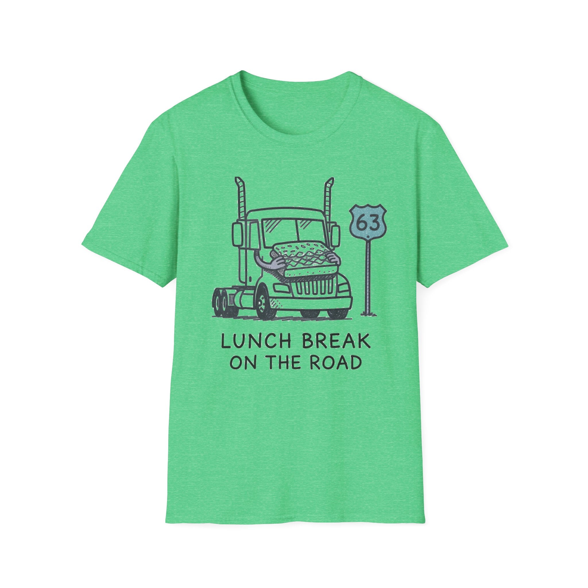 Trucker T-Shirt — 'Lunch Break on the Road' Route 63 Graphic Tee