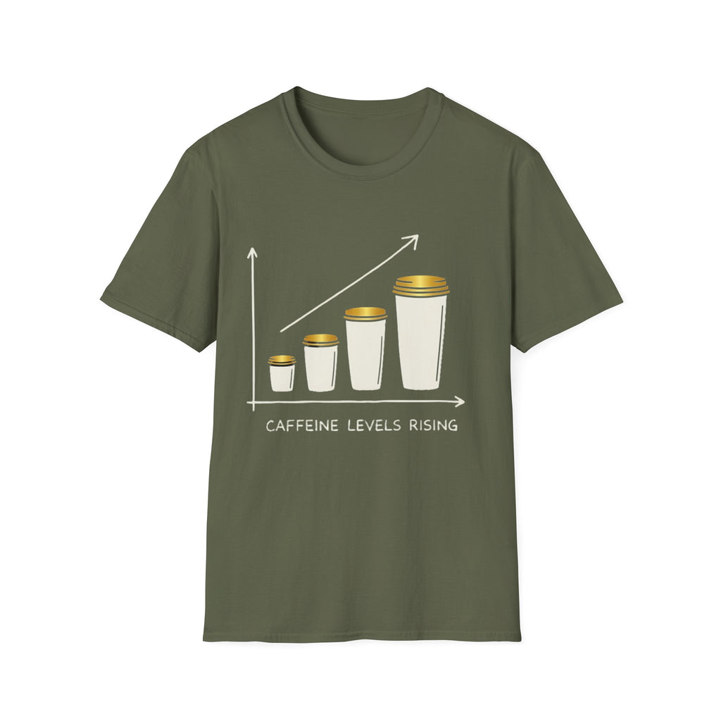 Caffeine Leve Rising | Trucker T-shirt