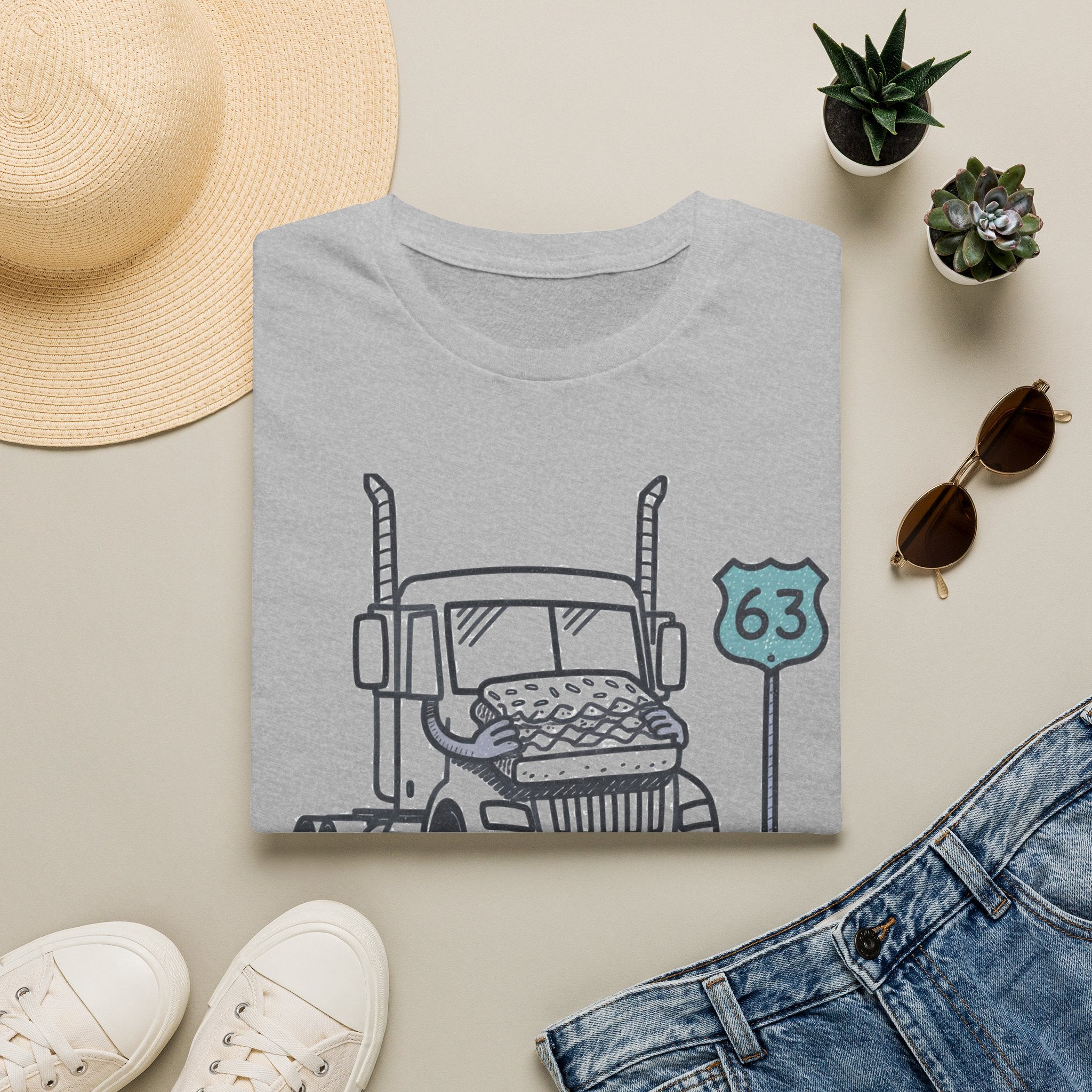 Trucker T-Shirt — 'Lunch Break on the Road' Route 63 Graphic Tee