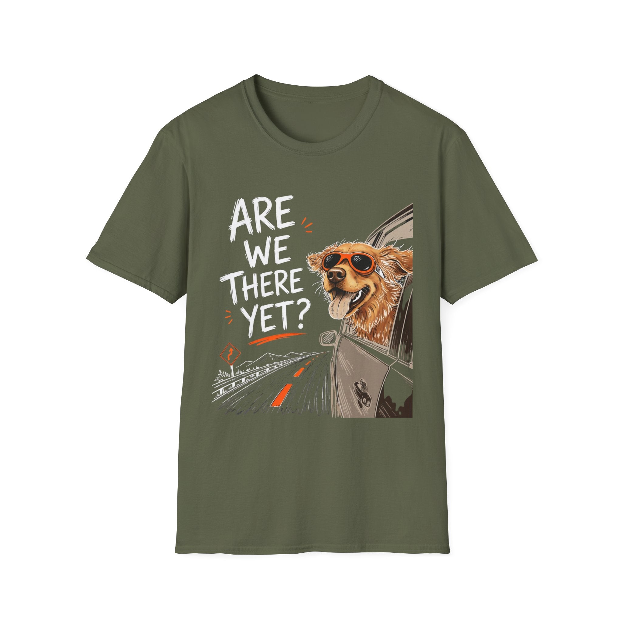 Are We There Yet - Dog image | Trucker T-shirt