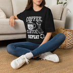 Coffee Clutch Repeat   - Image and Text T-Shirt