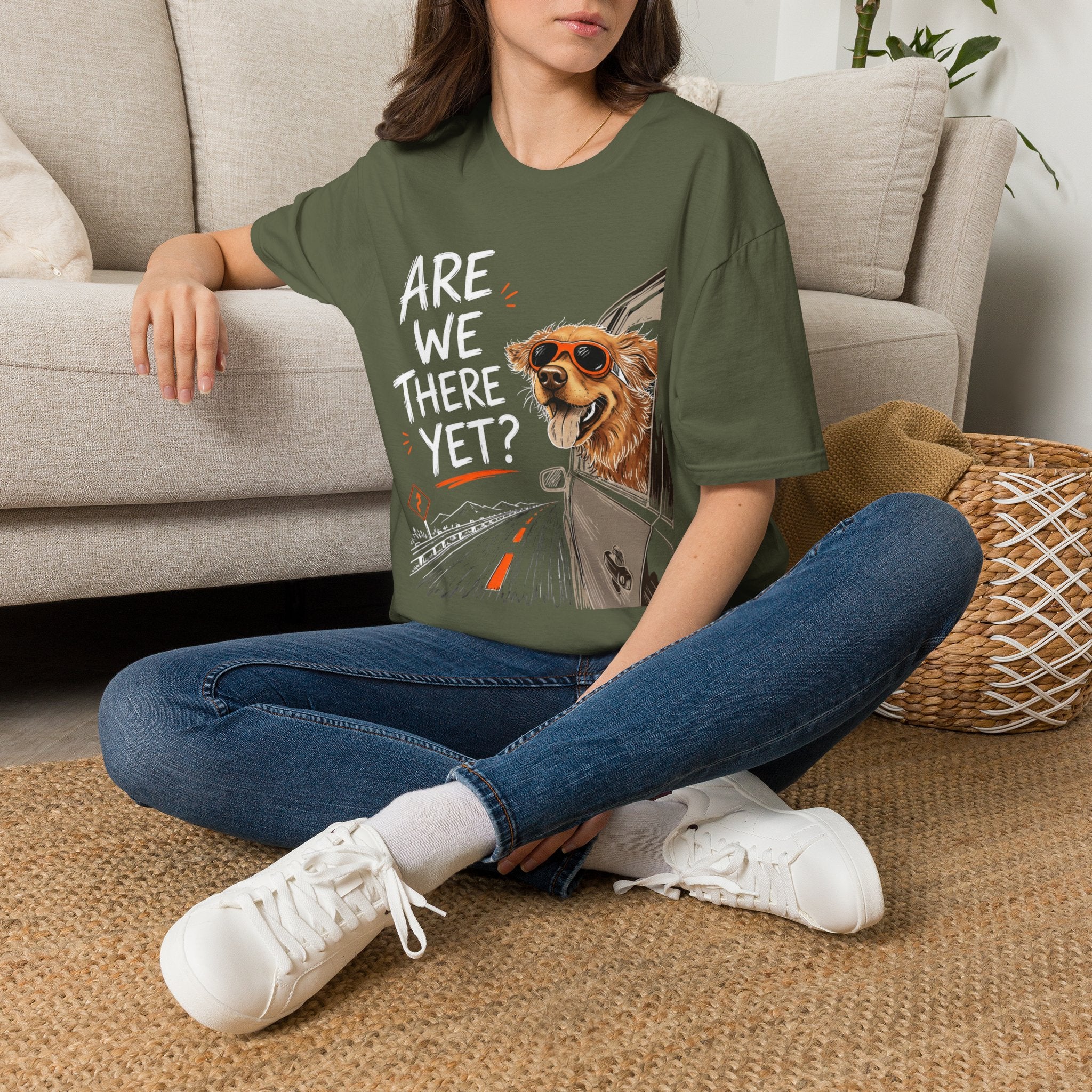 Are We There Yet - Dog image | Trucker T-shirt