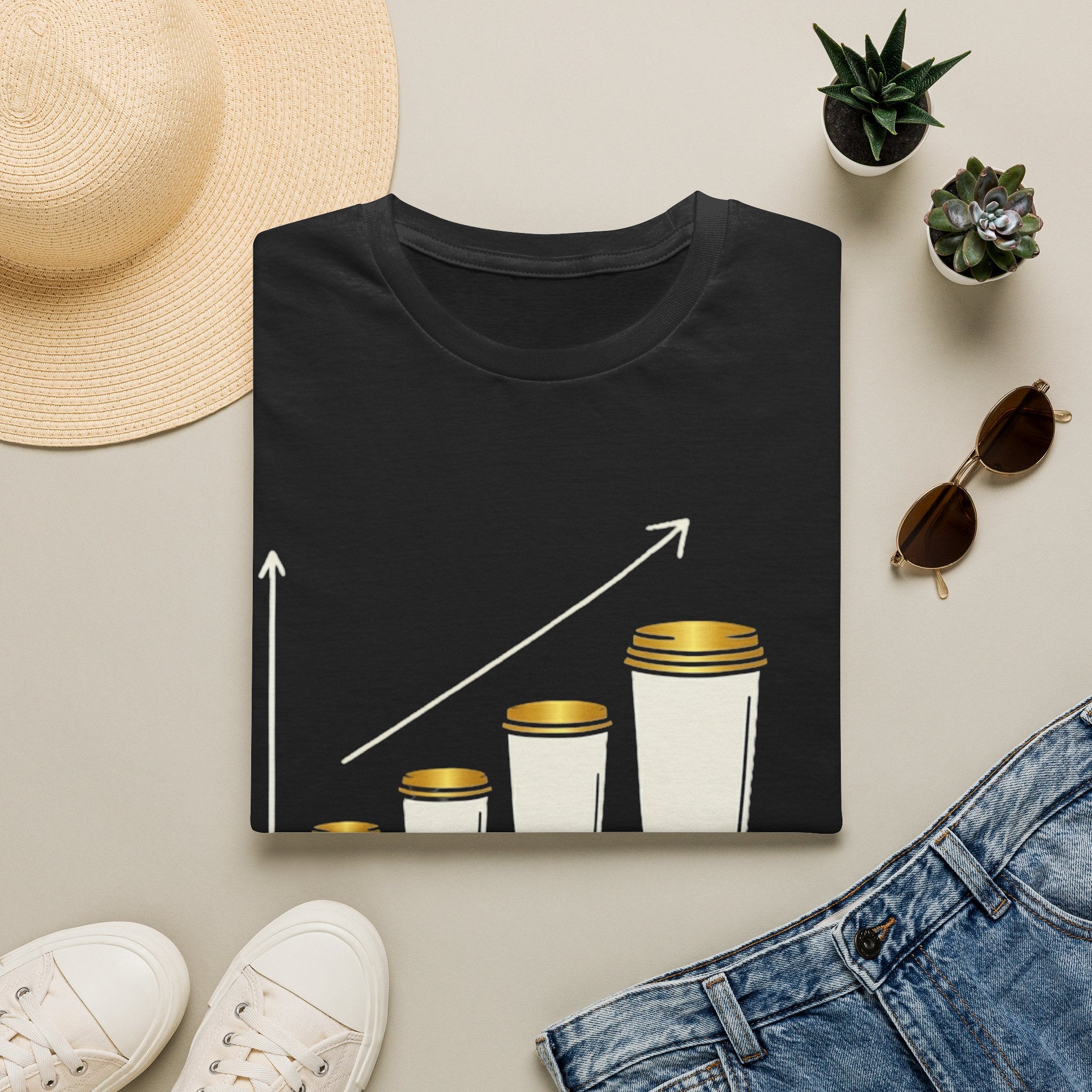 Caffeine Leve Rising | Trucker T-shirt