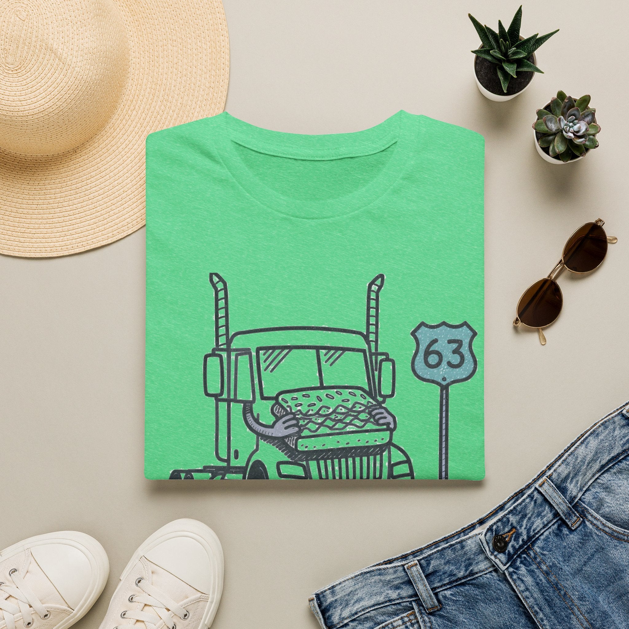 Trucker T-Shirt — 'Lunch Break on the Road' Route 63 Graphic Tee