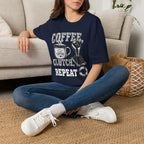 Coffee Clutch Repeat   - Image and Text T-Shirt