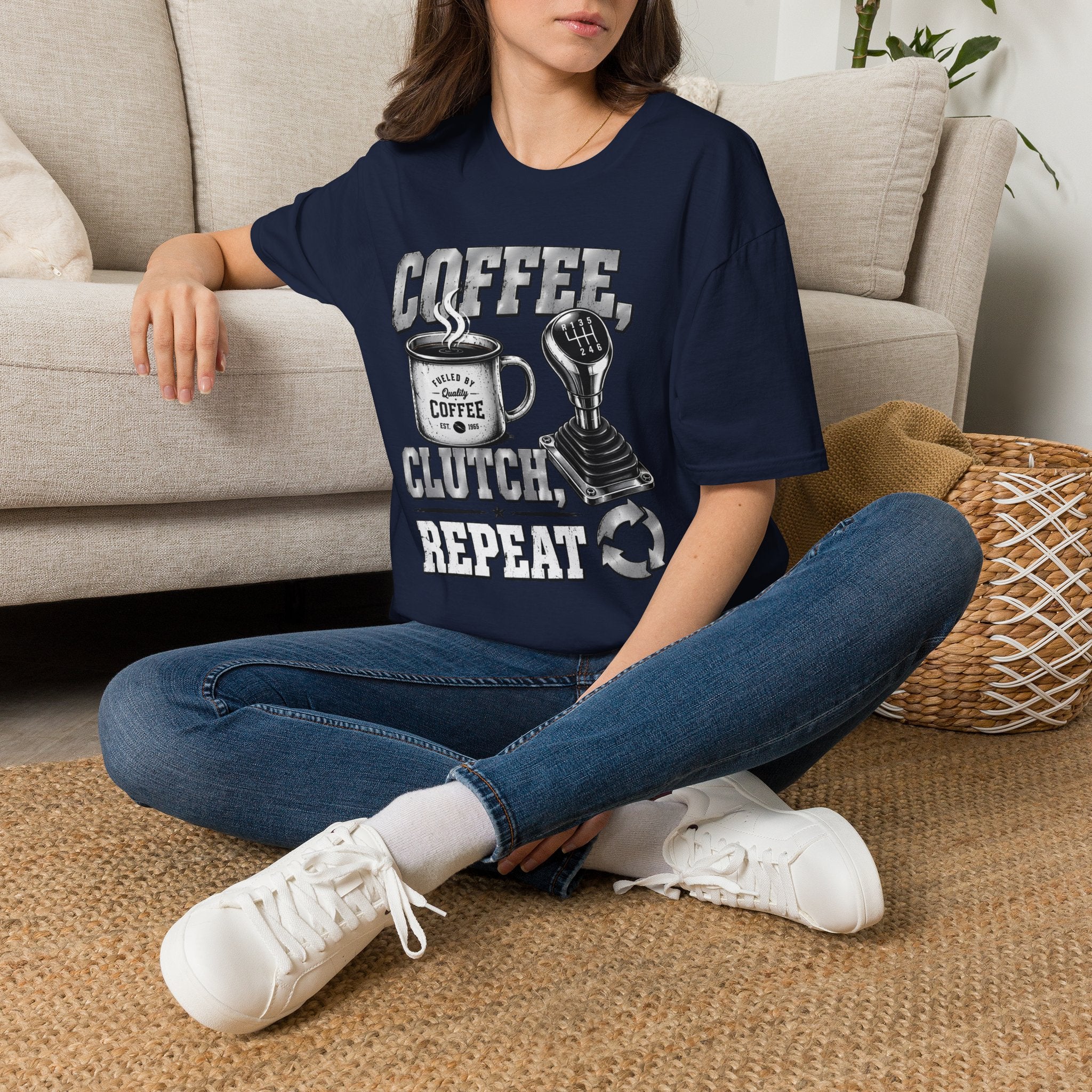Coffee Clutch Repeat   - Image and Text T-Shirt