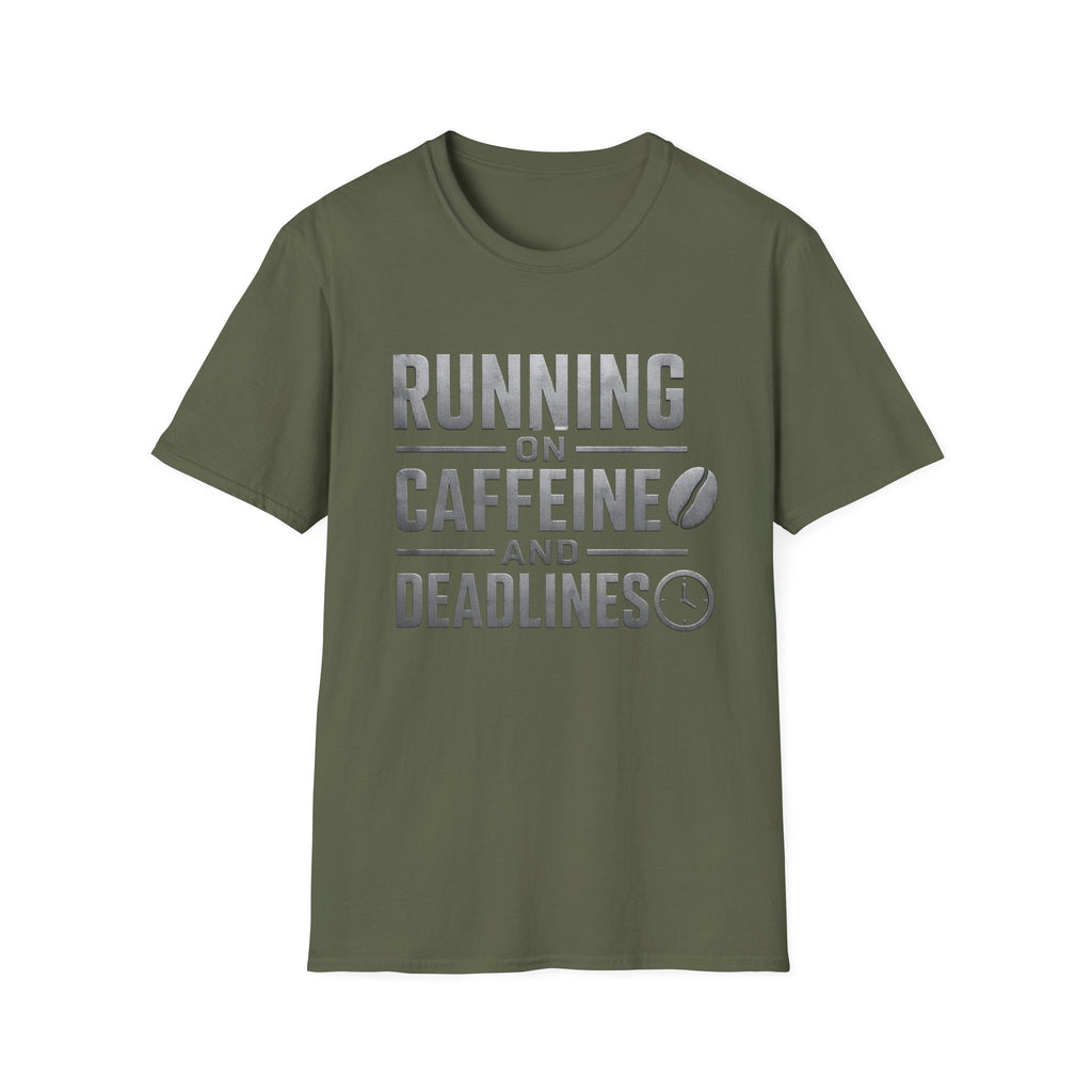 Running On Caffeine And Deadlines | Trucker T-shirt