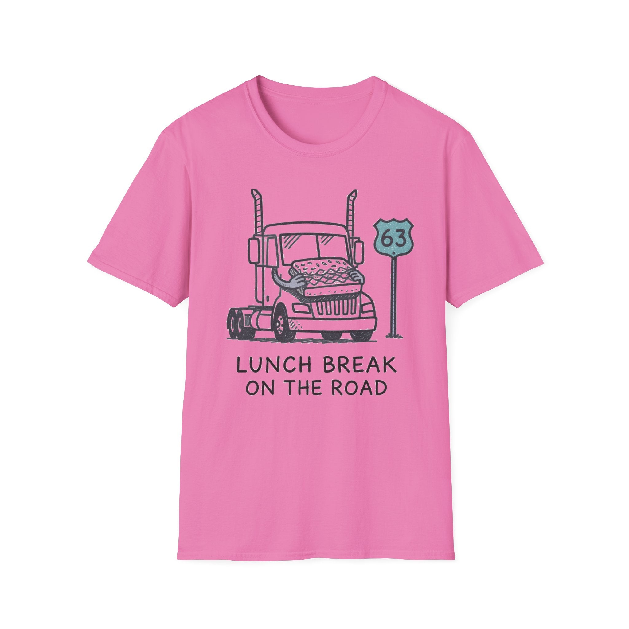 Trucker T-Shirt — 'Lunch Break on the Road' Route 63 Graphic Tee