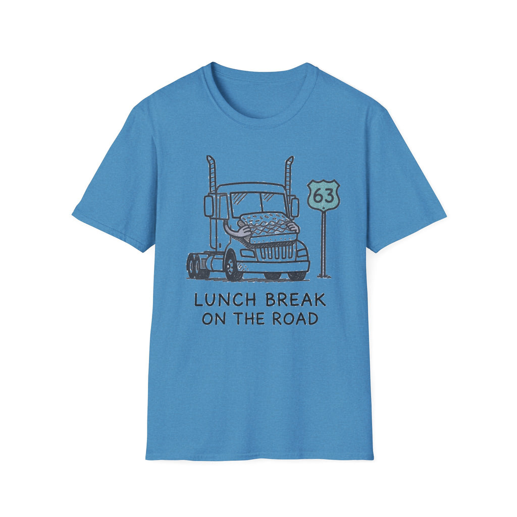 Trucker T-Shirt — 'Lunch Break on the Road' Route 63 Graphic Tee