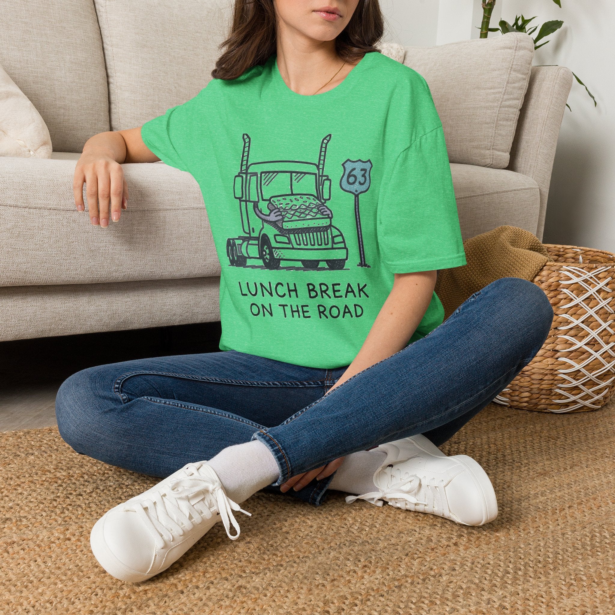 Trucker T-Shirt — 'Lunch Break on the Road' Route 63 Graphic Tee