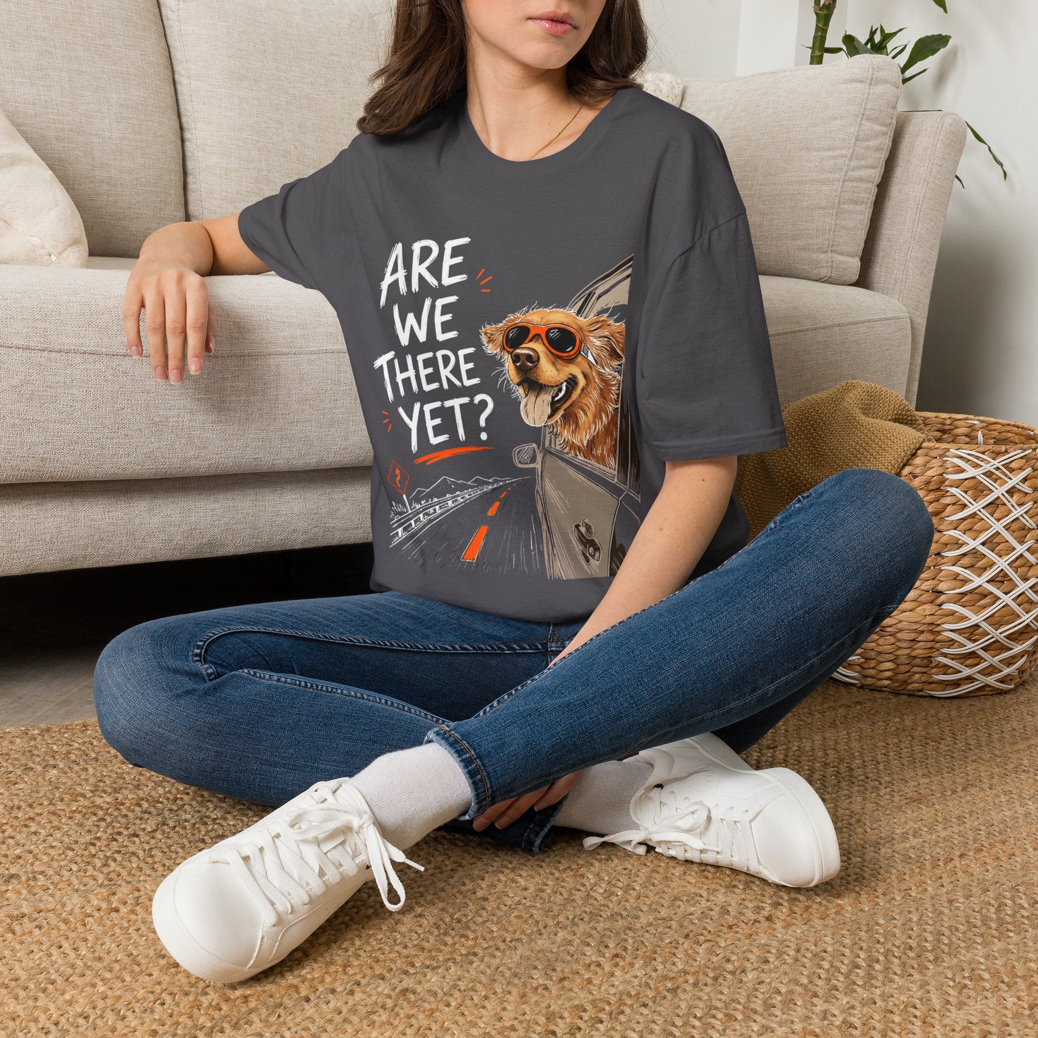 Are We There Yet - Dog image | Trucker T-shirt