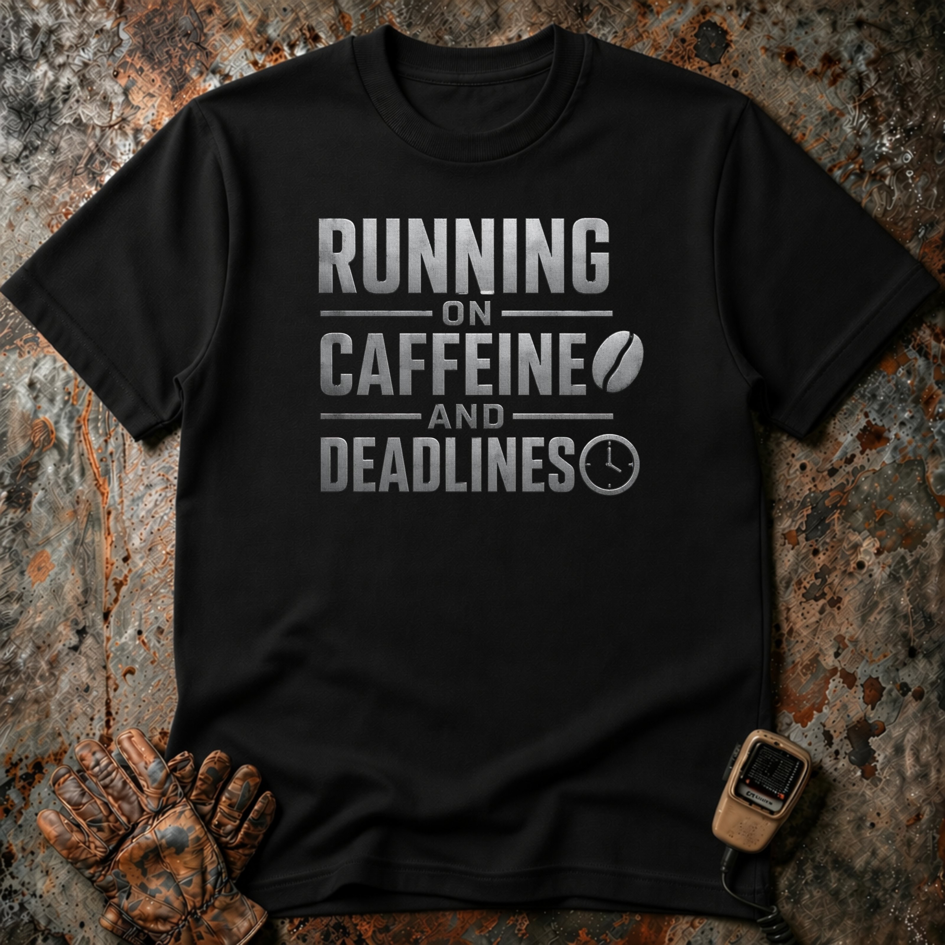 Running On Caffeine And Deadlines | Trucker T-shirt