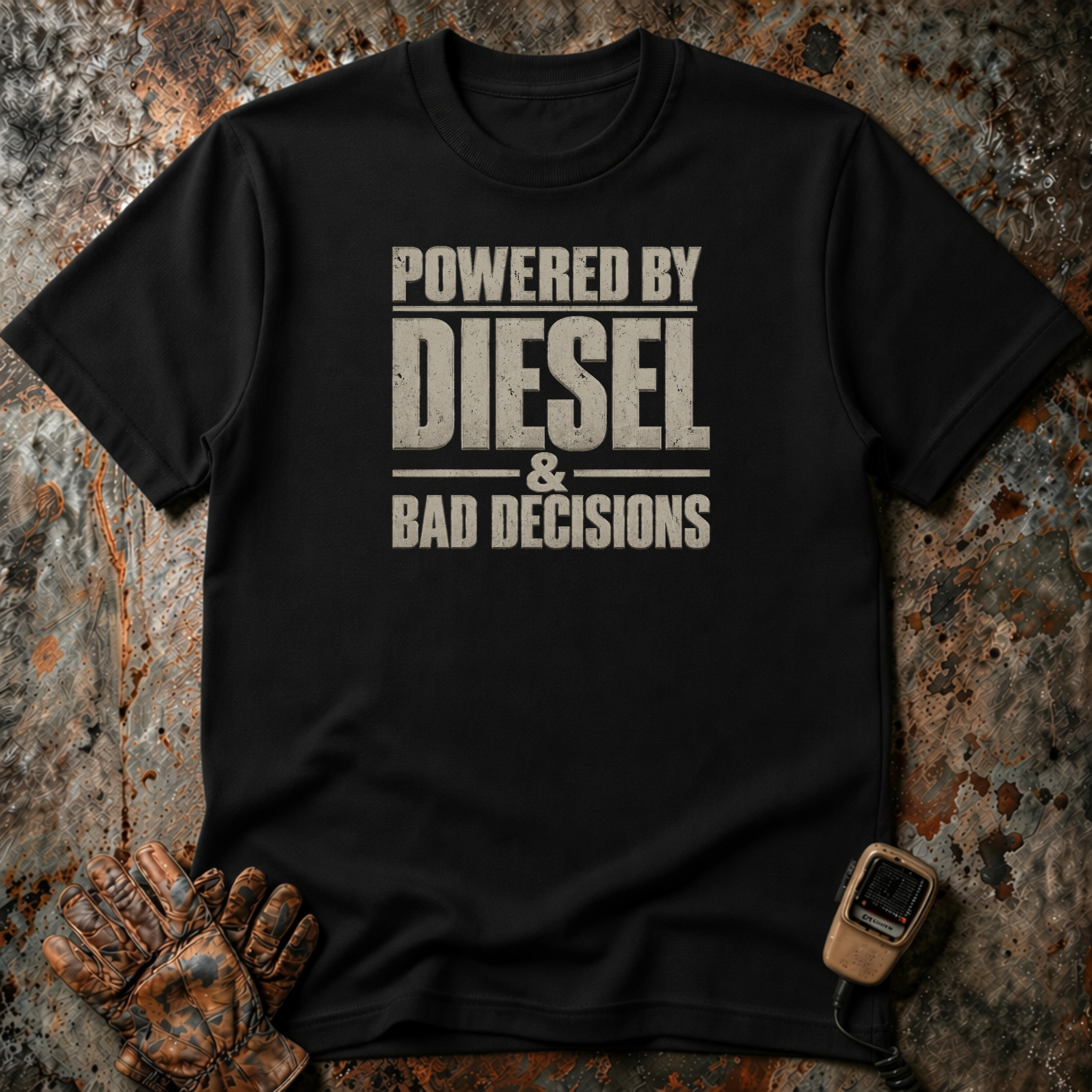 Powered By Diesel And Bad Decisions | Trucker T-shirt