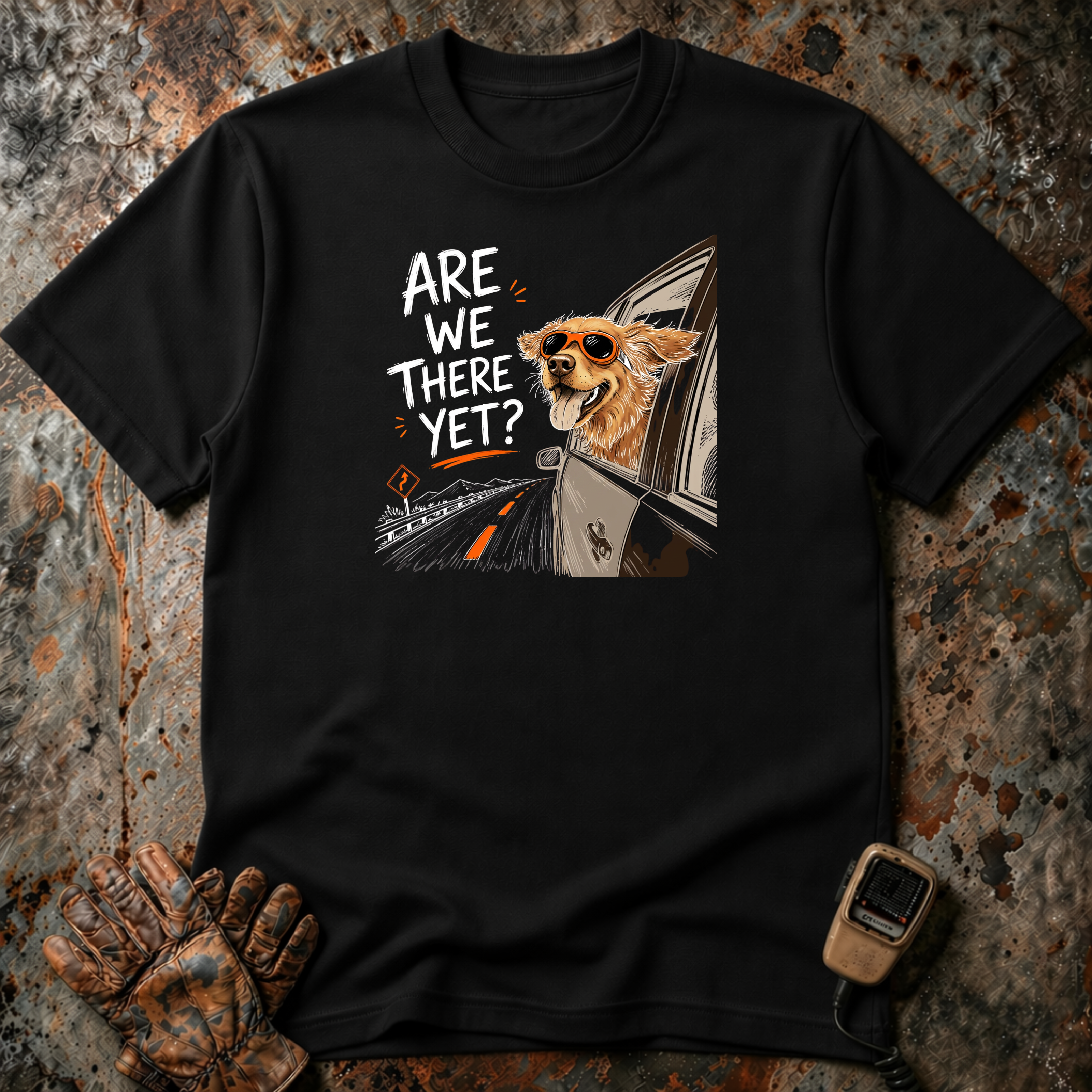 Are We There Yet - Dog image | Trucker T-shirt