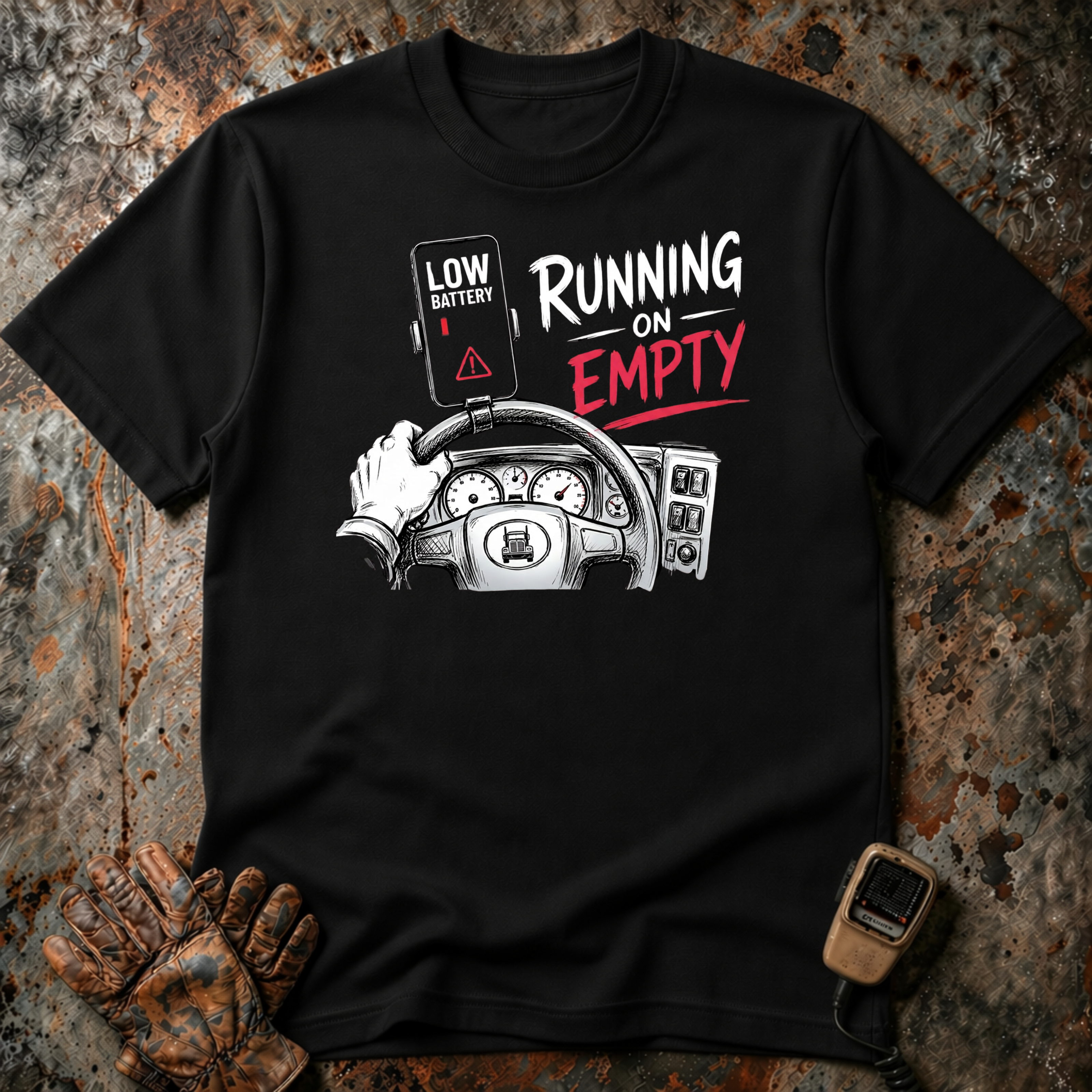 Running On Empty & Low Battery | Trucker T-shirt