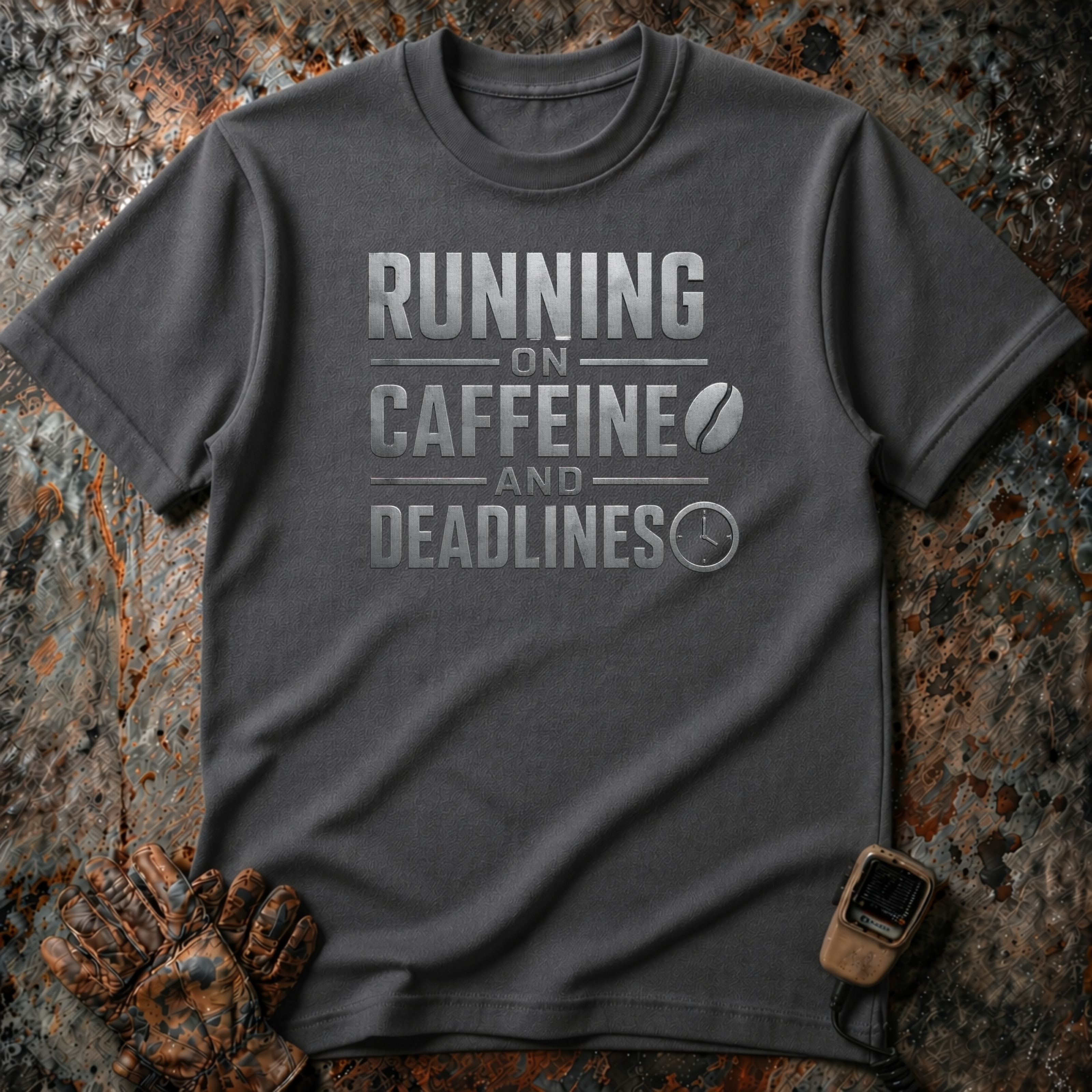 Running On Caffeine And Deadlines | Trucker T-shirt