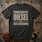 Powered By Diesel and Bad Decision |  Trucker T-Shirt