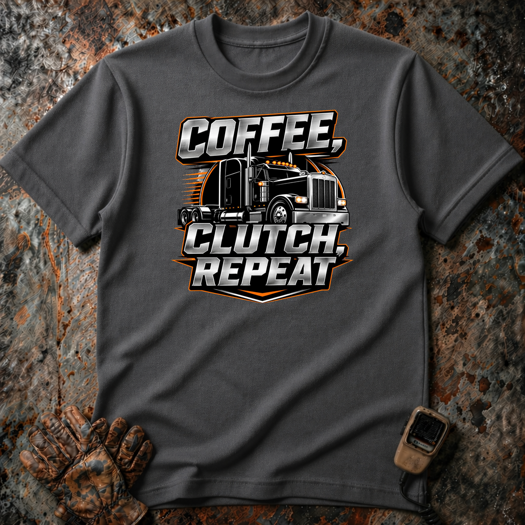 Coffee Clutch Repeat | Trucker T-shirt