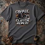 Coffee Clutch Repeat | Trucker T-shirt
