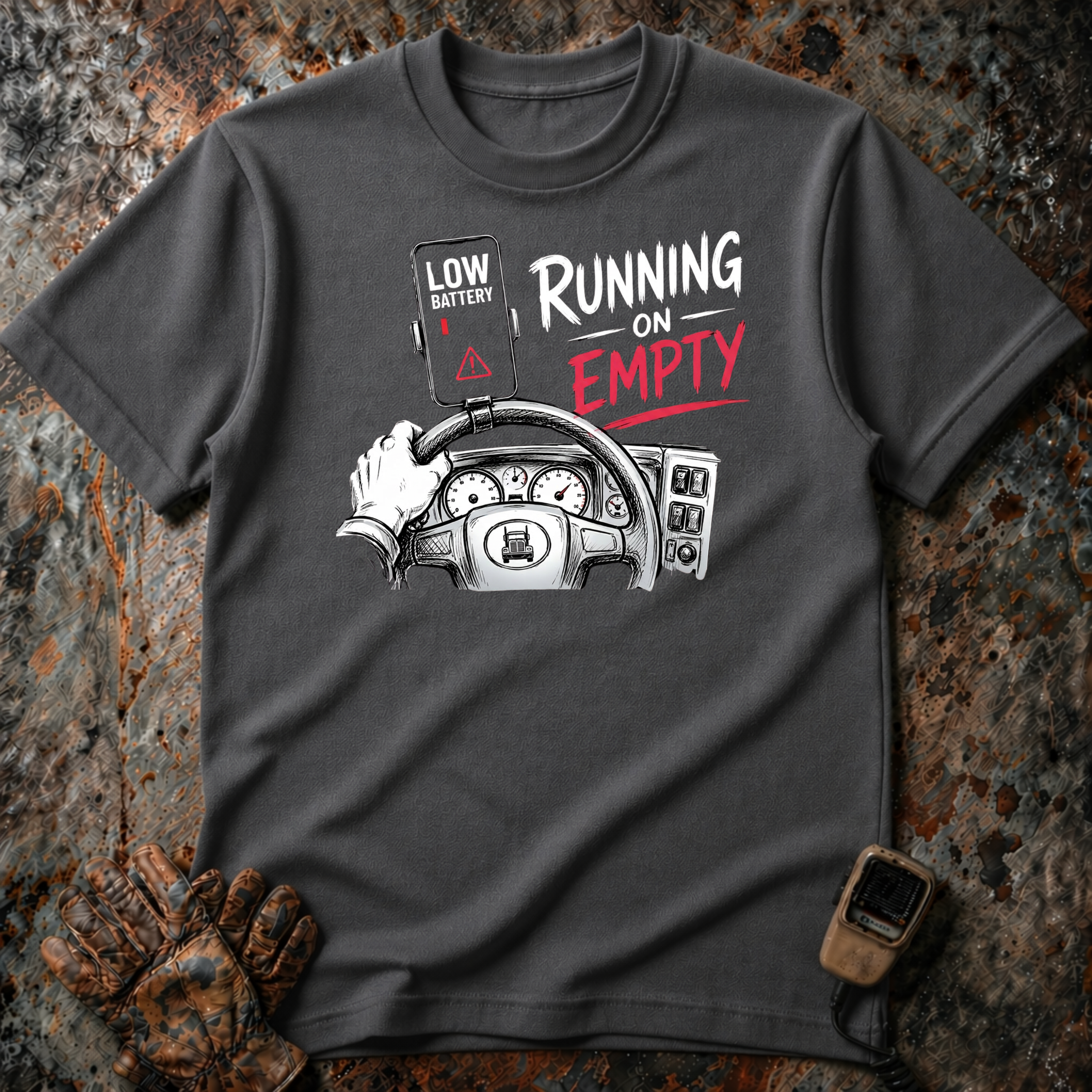 Running On Empty & Low Battery | Trucker T-shirt