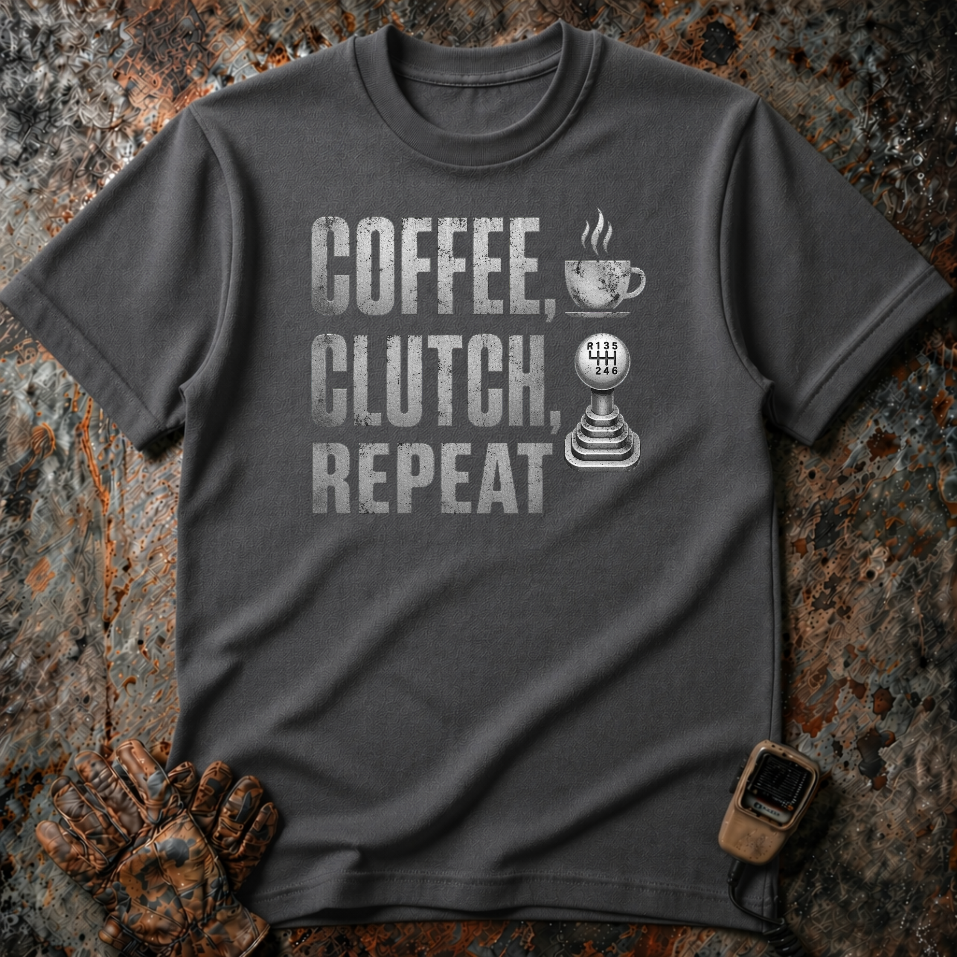 Coffee Clutch Repeat | Trucker T-shirt