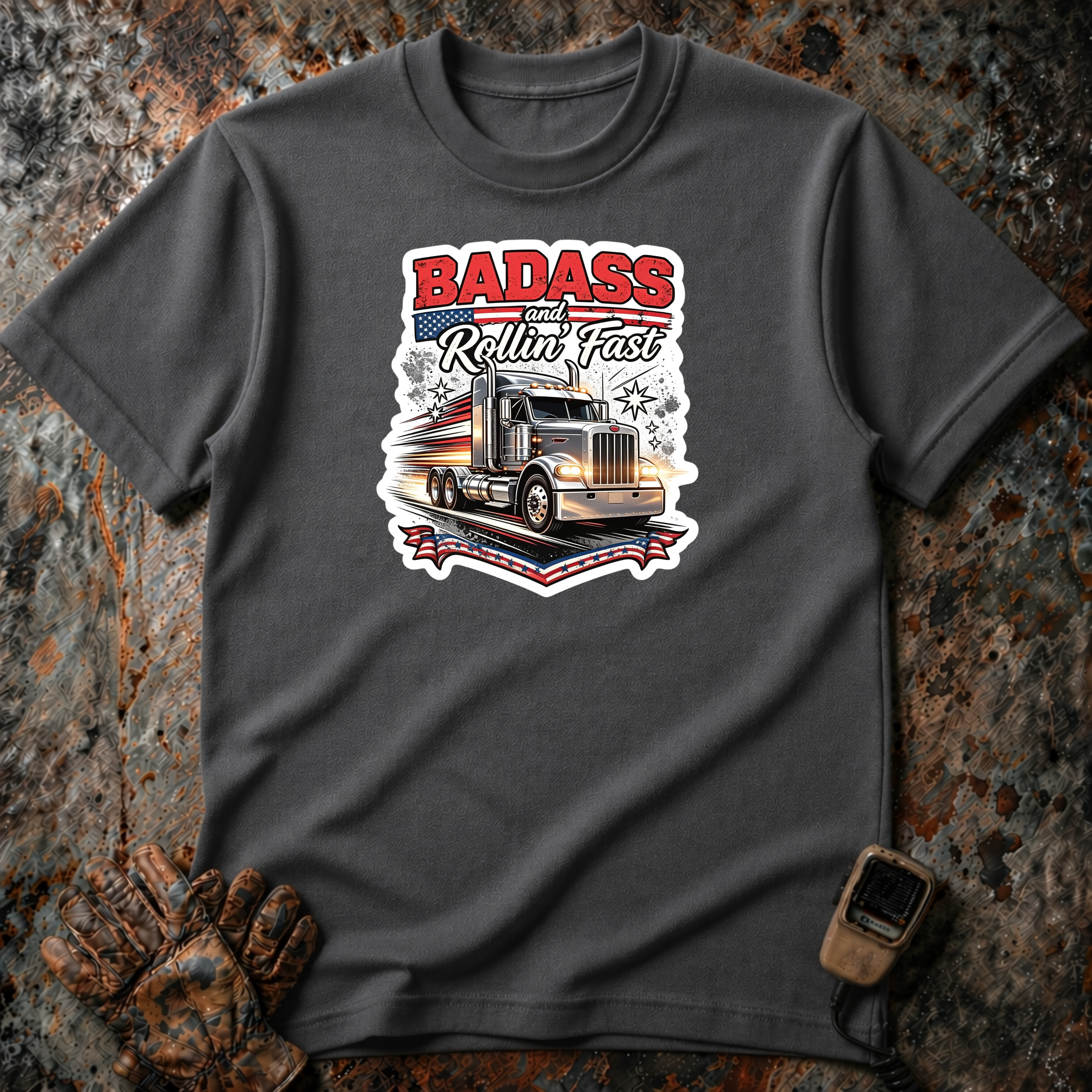 Bad Ass Rolling Fast | Trucker T-shirt