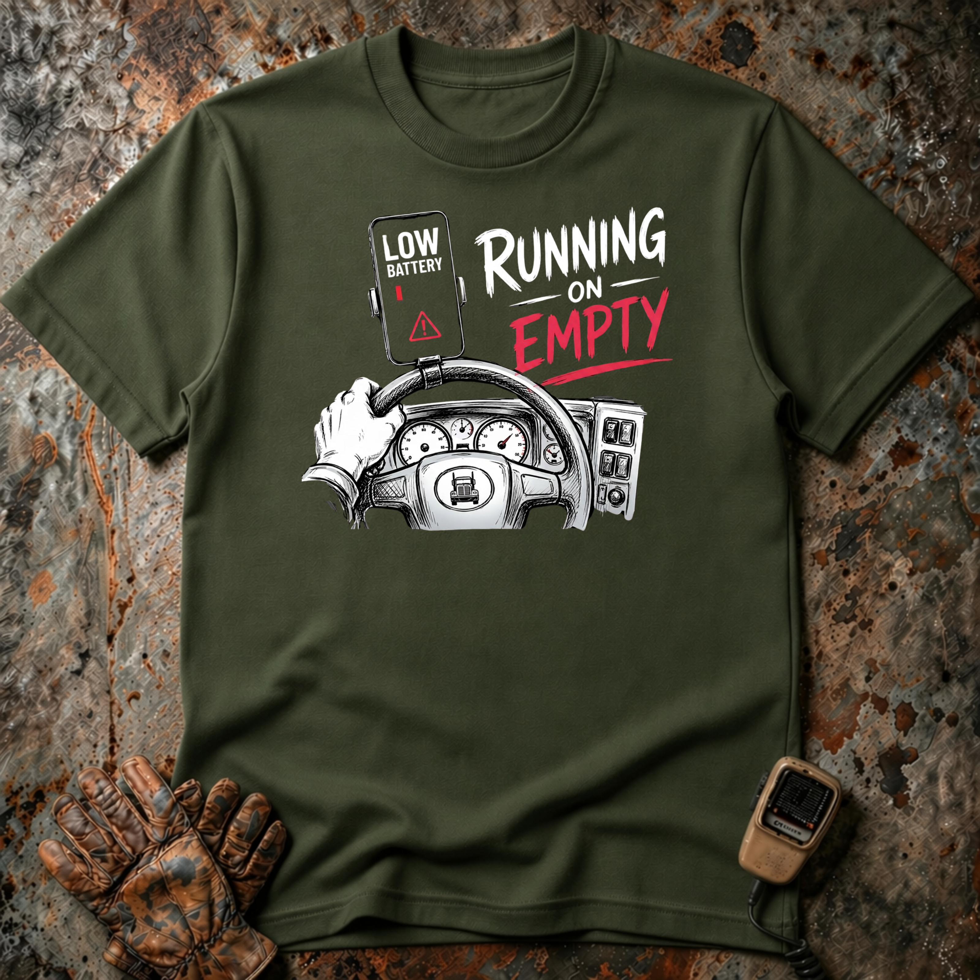Running On Empty & Low Battery | Trucker T-shirt