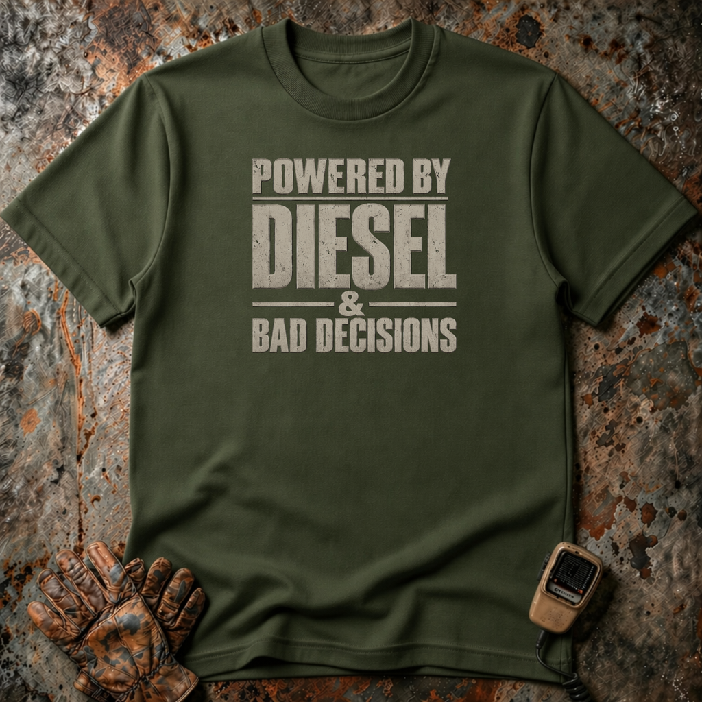 Powered By Diesel And Bad Decisions | Trucker T-shirt