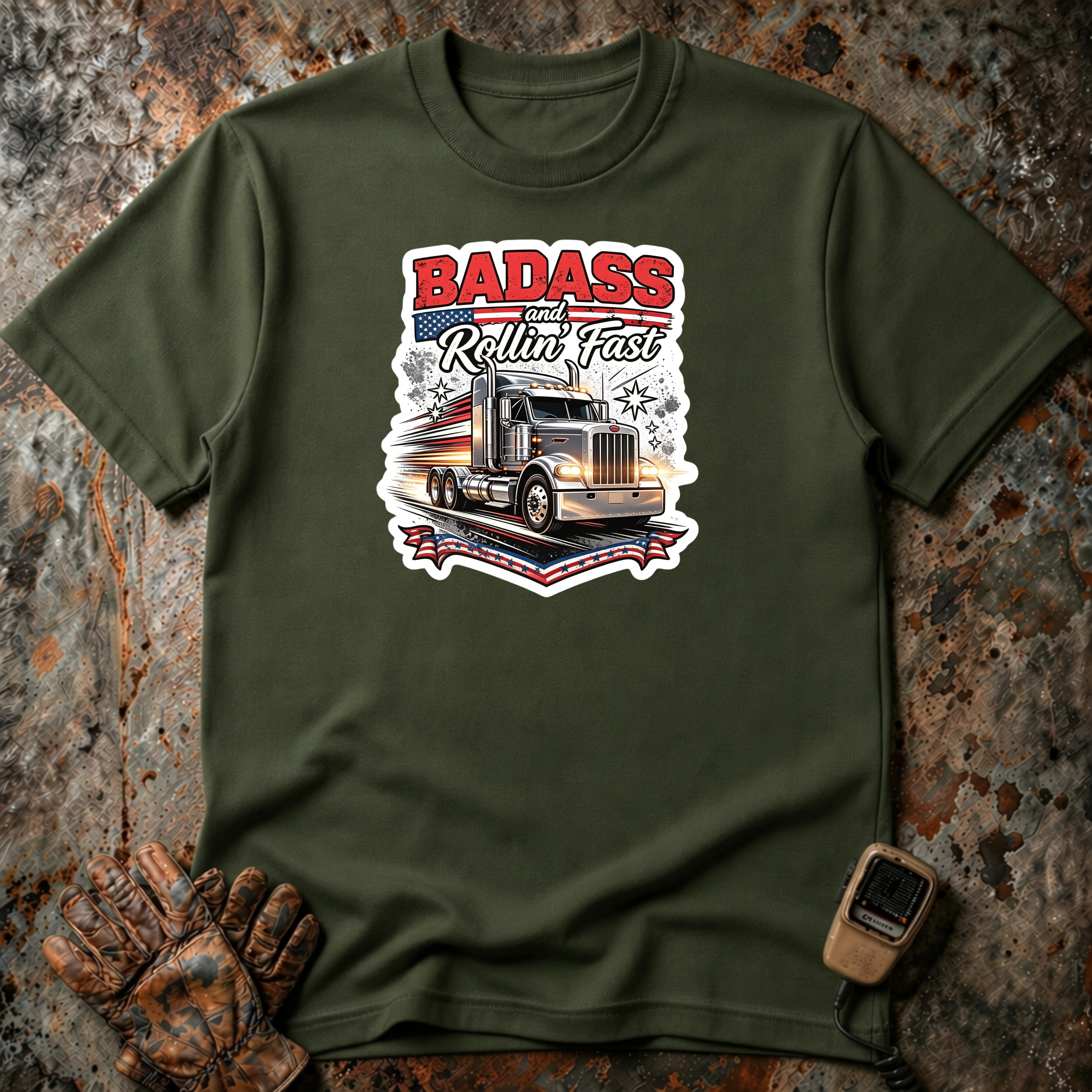 Bad Ass Rolling Fast | Trucker T-shirt