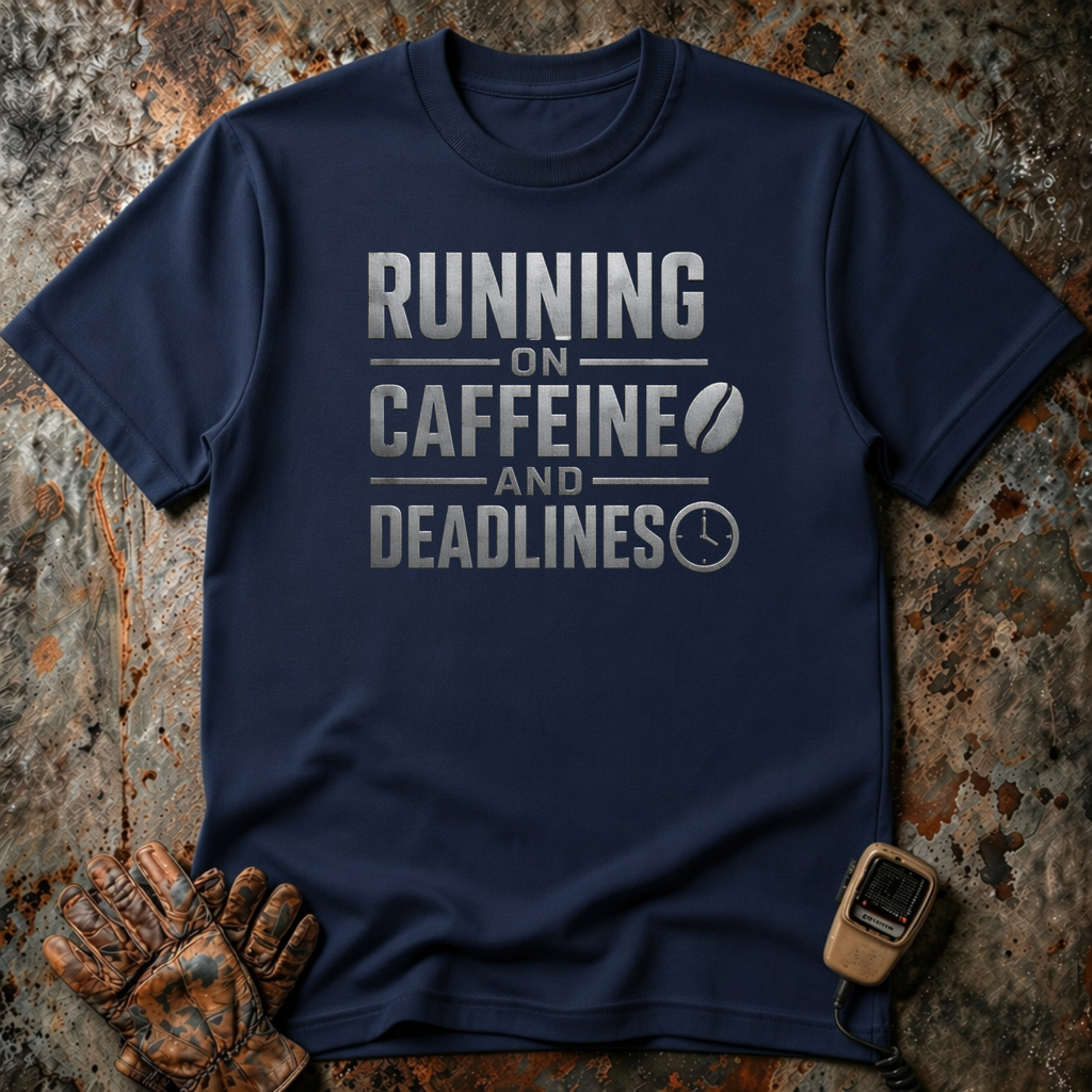 Running On Caffeine And Deadlines | Trucker T-shirt