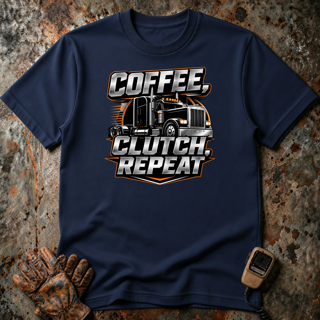 Coffee Clutch Repeat | Trucker T-shirt