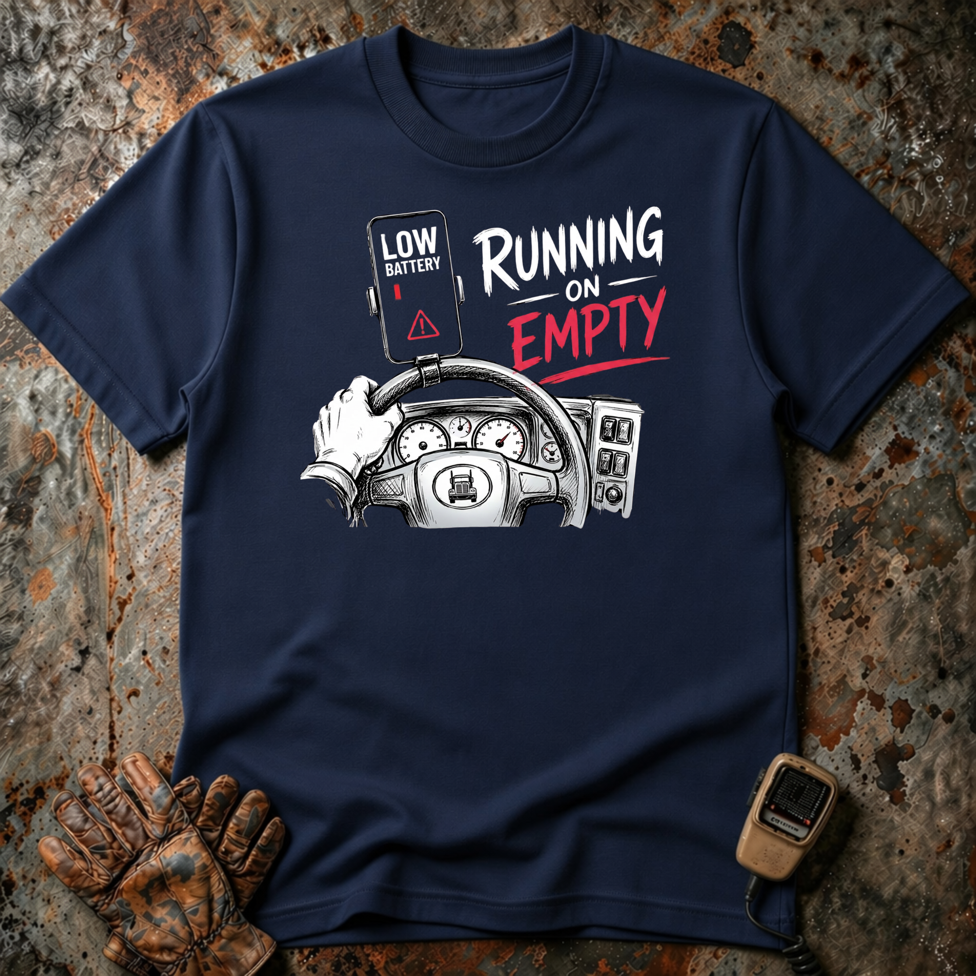 Running On Empty & Low Battery | Trucker T-shirt